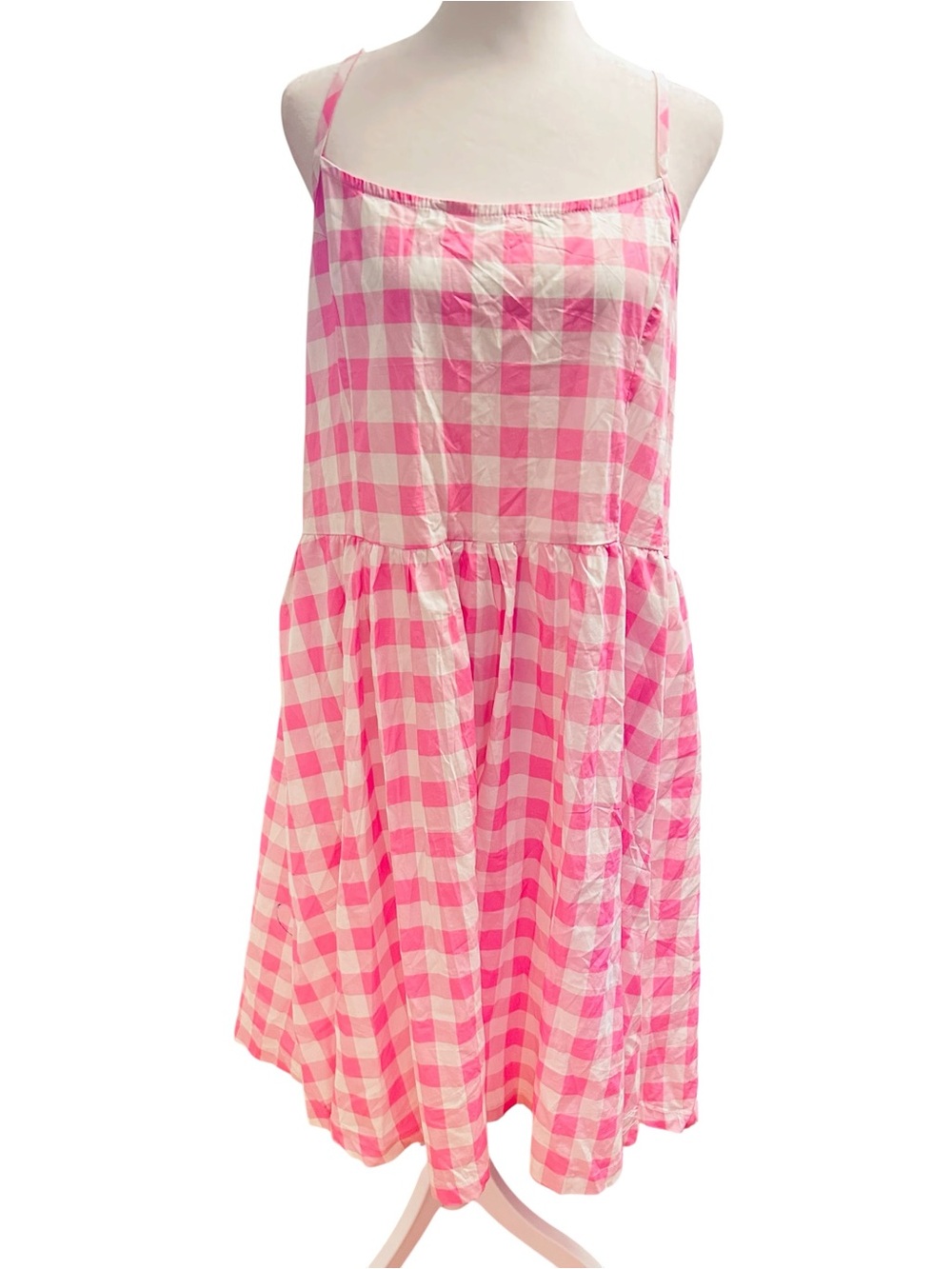 Unique Vintage Pink and White Gingham Midi Dress NWT Cottagecore - Picture 3 of 7